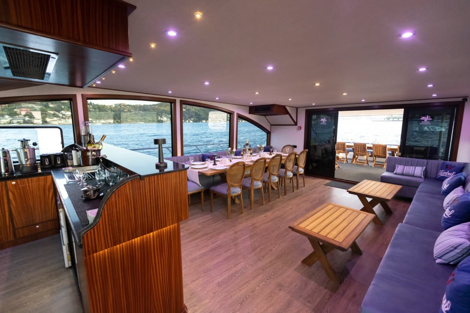 Bosporus Event-Yacht · 44 interior view 1 — 44-guest event yacht for weddings and corporate gatherings on the Bosphorus